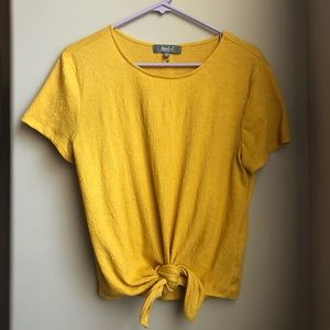 Yellow Knotted Button-Back Blouse